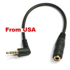 2X Stereo Jack Cables 12 Inch TRRS 4-Pole 3.5mm Male Right Angle To Female Audio picture