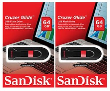 SanDisk 128GB (Set of 2x 64GB) Cruzer GLIDE USB Flash Pen Drive Sealed Retail Pk picture