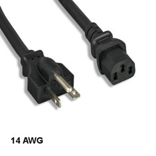 Kentek 3' ft 14 AWG Power Cord NEMA 6-20P to IEC-60320 C13 15A/250V SJT Black picture