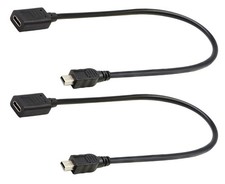 2-Pack USB 2.0 Type-C Female to USB Mini B Male Extension Cable, 30CM picture