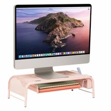 Monitor Stand, Ventilated Laptop Riser, Paper Tray, Storage, Office, Metal Me... picture