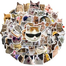 100 Pcs Funny Cat Stickers Cute Cat Meme Sticker for Adults Funny Animal Vinyl W picture