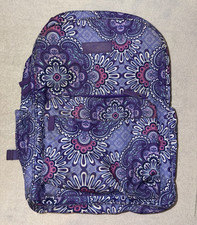 Vera Bradley Lilac Medallion Laptop Backpack Zip Pockets Adjust Straps Handle picture