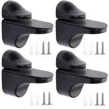 Adjustable Wood/Glass Shelf Bracket Wall Mount, Black, 4 Pack 4pcs Black picture