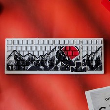 White Black Red Sun Rising Theme Dye Subs Side Printed PBT Keycap Set picture