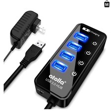 Effortless USB Connectivity: 4-Port USB 3.0 Hub with Elegant Design & Adapter picture
