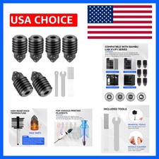 6PCS 0.4mm Hardened Steel Nozzles for Bambu Lab X1/X1C/P1S/P1P 3D Printer, No... picture