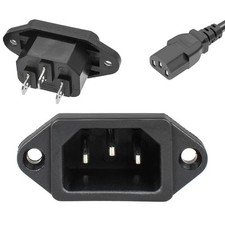 3 Pack Screw Mount 3 Pins Inlet Power Plug Socket IEC320 C14 AC 250V 10A picture