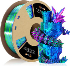 3D Printer Filament, Tricolor PLA Filament 1.75Mm Silk Rainbow Filament Green-Re picture