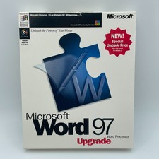 MICROSOFT Word 97 Upgrade Windows 95 NT CD ROM Vintage Software Big Box With Key picture