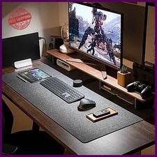 Large Wool Felt Desk Mat Anti Slip Mouse Pad Laptop Office Gaming Black picture