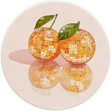 Orange Mouse Pad 7.9X7.9 Inch, Funky Retro Y2K Orange Disco Ball Mouse Pads for picture