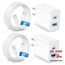 iPhone 17 16 15 Charger Fast Charging, 2-Pack 45W Dual Port USB C 10FT White picture