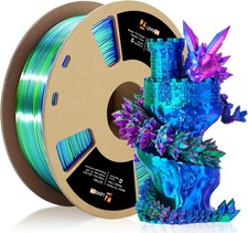 3D Printer Filament, Tricolor PLA Filament 1.75mm Silk Rainbow Filament Green-Re picture