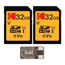 Kodak 32GB Class 10 UHS-I SDHC Memory Card 2 Pack Focus USB Card Reader picture