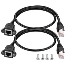 Igreely Ethernet Extender 2Pack RJ45 Male to Female Screw Panel Mount Cat6/Cat5E picture