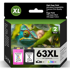 2x 63 XL Ink Cartridge Combo for HP OfficeJet 3830 4650 4655 5255 ENVY 4512 4520 picture