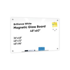 Magnetic Glass Dry Erase Board 60 W x 48 H Frameless White Fab Mirror Whiteboard picture