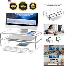 Clear Acrylic Monitor Stand Riser 2 Tier, 5.12 Inches High Clear Computer Des... picture