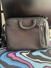 TUMI ARRIVE SLIM BRIEFCASE MESSENGER COMPUTER BAG LEATHER NYLON BLACK  picture