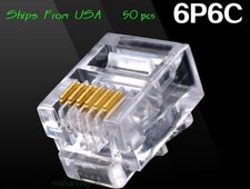 50pcs RJ12 RJ11 6P6C Modular Plug DSL Telephone Connector. Gold-plated picture