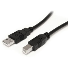 StarTech 9 m / 30 ft Active USB A to B Cable - M/M - Black USB 2.0 A to B Cord - picture
