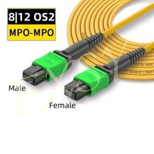 1-100M MPO Male to MPO Female UPC APC 8|12F OS2 SM Optical Fiber Patch Cord lot picture