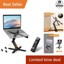 Rotating Laptop Stand Black Aluminum 360 Degree Adjustable Foldable Desk Holder picture