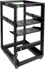 18U Open Frame Server Rack with Brake Casters + PDU (8 Outlets) Power Strip Surg picture