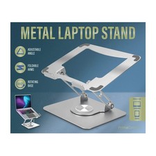 PrimeConnect Metal Laptop Stand Adjustable Foldable 360° Rotating Base. picture