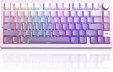 MageGee LIGHT75 Wireless Creamy Keyboard, Tri-Mode Bluetooth/2.4GHz/USB-C RGB Ba picture