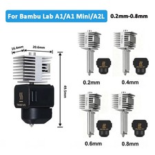For Bamboo A1/A1 Mini/ A2L Hotend Kit Stainless Steel One-Pieace Nozzle 0.2-0.8 picture