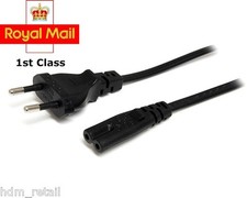 2m EU European 2 Pin Plug Fig Figure 8 Mains Cable Lead Black EU C7 F8 CORD picture