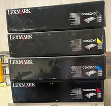SET OF 4 - Genuine Lexmark C500S2KG, C500S2CG,C500S2MG, C500S2YG (KCMY) Toners picture