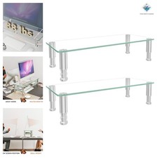 2 Pack Monitor Stand Adjustable Height with Tempered Glass for Flat Screen picture