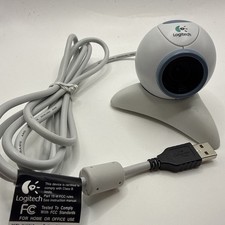 Vintage Logitech QuickCam Chat USB Webcam White Blue Sphere Early 2000s Untested picture