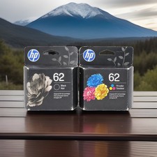 Genuine HP 62 Black & Tri-Color Ink Cartridges Lot of 2 Exp 11/2027 01/2028 picture