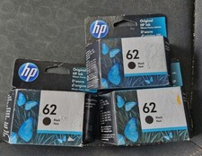 HP 62 Black Original Ink Cartridges Lot of 3 Exp 2020-2023 - New Sealed picture