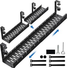 No Drilling Extendable Under Desk Cable Management, Metal Cable Management Tr... picture