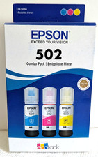 Epson 502 Ecotank Ink 3Pack Cyan Magenta Yellow T502520-S New Sealed EXP 01-2027 picture