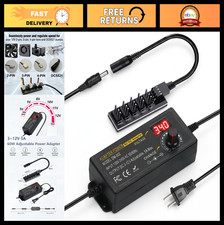 60W 12V PC Fan Speed Controller with AC Plug, 5X 4Pin Hub, Volt Display, DIY Coo picture
