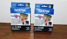 LOT of 2 Brother LC51BK Black Ink Cartridge  Exp. 2019 NEW picture
