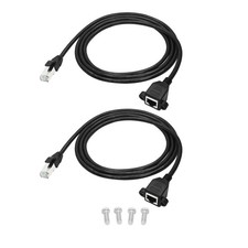 Cat6 Shielded RJ45 Panel Mount Male to Female Extension 3FT 2Pcs with Screw picture