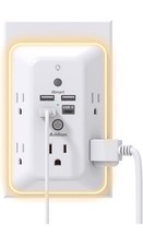 5 Outlet Extender with Night Light 4 USB Ports 1 USB-C Wall Charger White picture