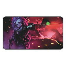 Cyberpunk Archer Desk Mat | Neon Rogue Gamer Mousepad picture