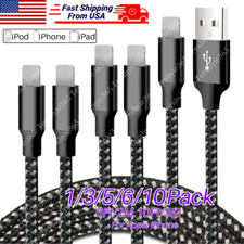 1-10 Lot Braided USB Cable Fast Charge Cord For iPhone 14/13/12/11/XS/XR/8/7/6/5 picture