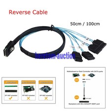 Lot Reverse Cable, Mini SAS SFF-8087 to 4x SATA Reverse Fanout Cable 0.5-1m picture