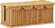 Cable Management Box Handwoven Faux Rattan Cord Basket with Lid (Scallop) picture