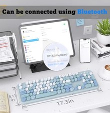 UBOTIE Dual Mode Colorful Wireless Keyboard And Mouse,  Retro Typewriter Style picture
