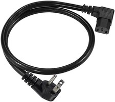 90 Degree Power Cord - 2FT Right Angle IEC, Universal PC Power Supply, 16AWG, Bl picture